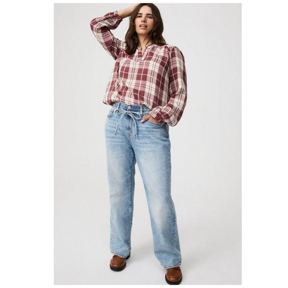 Torrid Brown Pink Ollie Plaid Double Guaze Harper Popover Blouse Sz.4 NWT